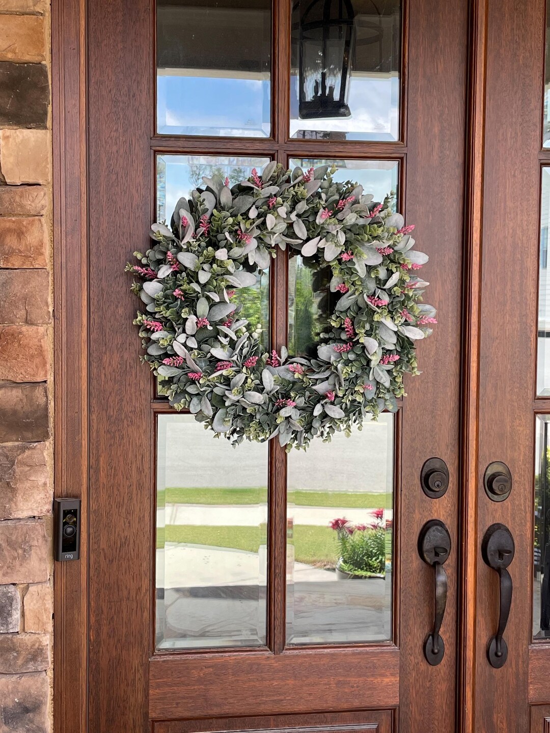 Lambs Ear & Eucalyptus Wreath: Farmhouse Front Door Decor - Etsy