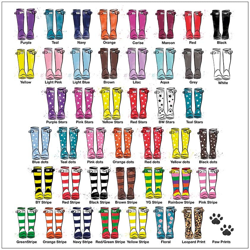 Custom Wellies Digital Welly Boot Family Print, Personalised Wellies Print, Wellington ...