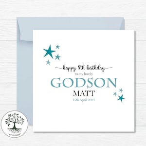 Godson Birthday card, Personalised Birthday Card, Happy Birthday Godson, Card for Godson, Named Card