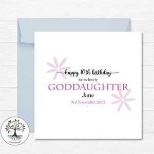 Goddaughter Birthday Card, Happy Birthday Goddaughter, Card for Goddaughter, Personalised card