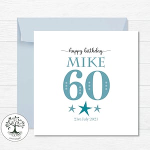 Personalised 60th Birthday Card, Happy 60th Birthday, Personalised, Age Birthday, Age Card, 60 year old, Name Card