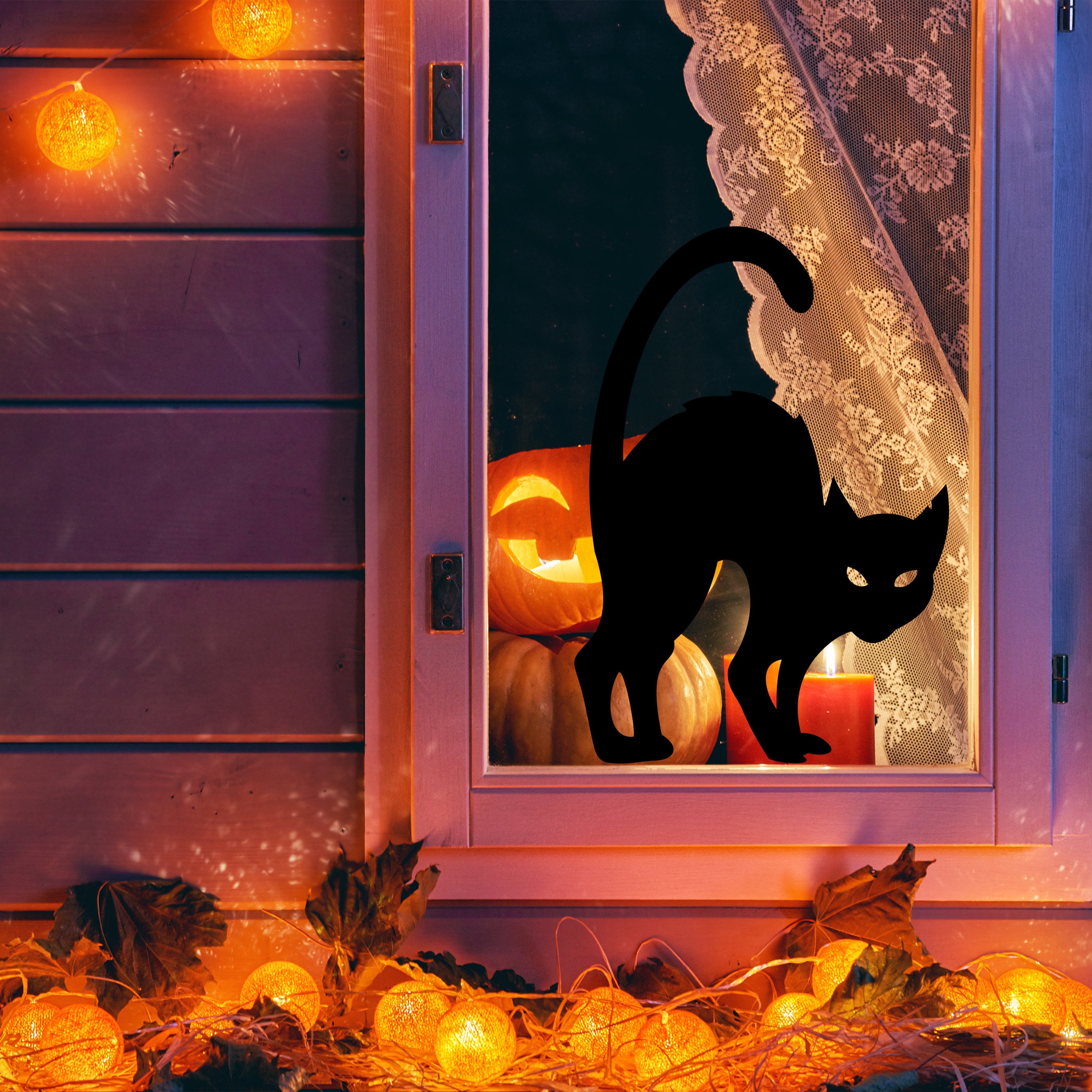 Halloween Window Silhouettes Cat