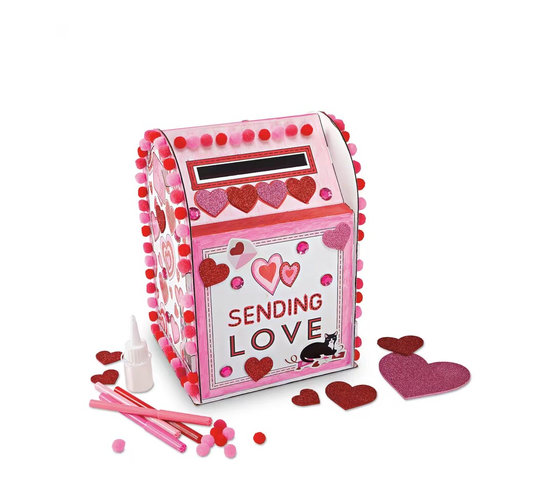 Valentine's Day Mailbox Craft Kit for Kids DIY Love Note Exchange Box