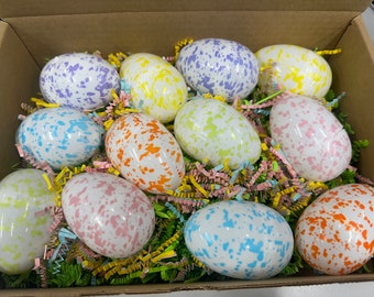 Colorful Fillable Plastic Easter Eggs - 6 Pack, Speckled, Glitter Perfect for Baskets - Reusable Eggs -Easter Accent Scatter