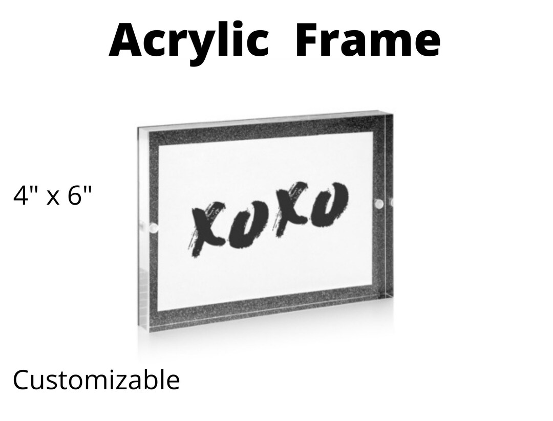 Personalized Acrylic Frame for 4x6 Photos Glittery Silver Back