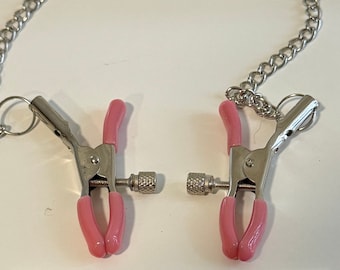 PINK Adjustable Nipple Clamps - *Bdsm pain fetish torture mistress master bondage pain* sex toy adults only