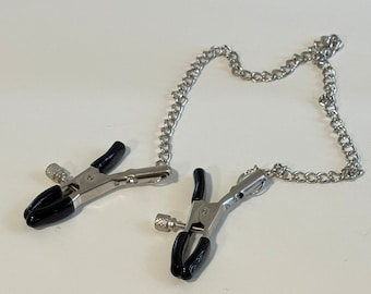 BLACK Adjustable Nipple Clamps - *Bdsm pain fetish torture mistress master bondage pain* sex toy adults only