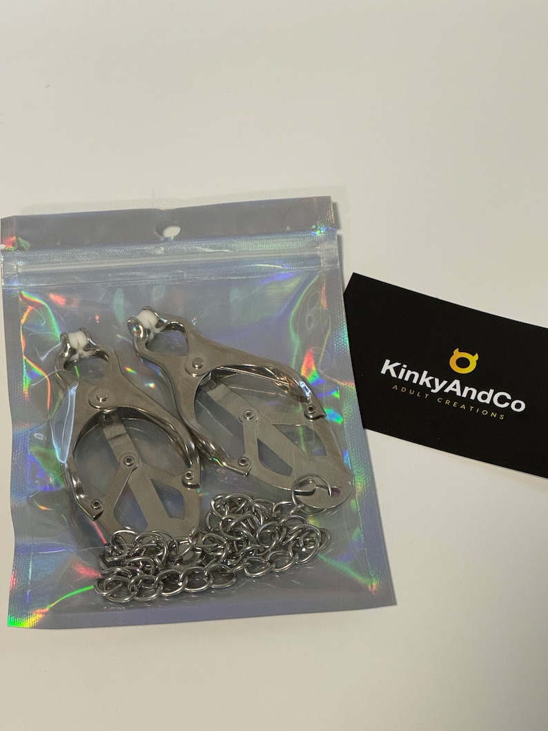 Clover Nipple Clamps with chain BDSM Kinky Fetish Sex Toy For Men Women Couples image 2