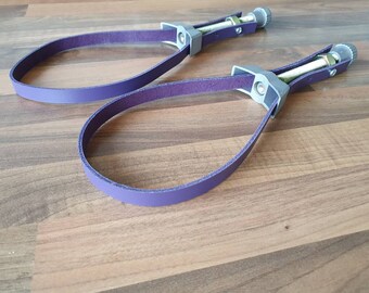 Breast bondage clamp Purple leather - BDSM - torture fetish sub Dom master mistress goth Kinky sex toy adult only