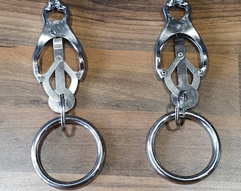 Spiked Clover Nipple Clamps with Rings (Pair) *Bdsm pain fetish torture mistress bondage sado* sex toy