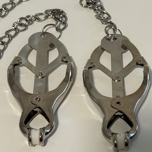 Clover Nipple Clamps with chain BDSM Kinky Fetish Sex Toy For Men Women Couples image 3