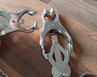 unique customised clover nipple clamps with single spike *Bdsm pain fetish torture mistress master bondage pain sado* sex toy