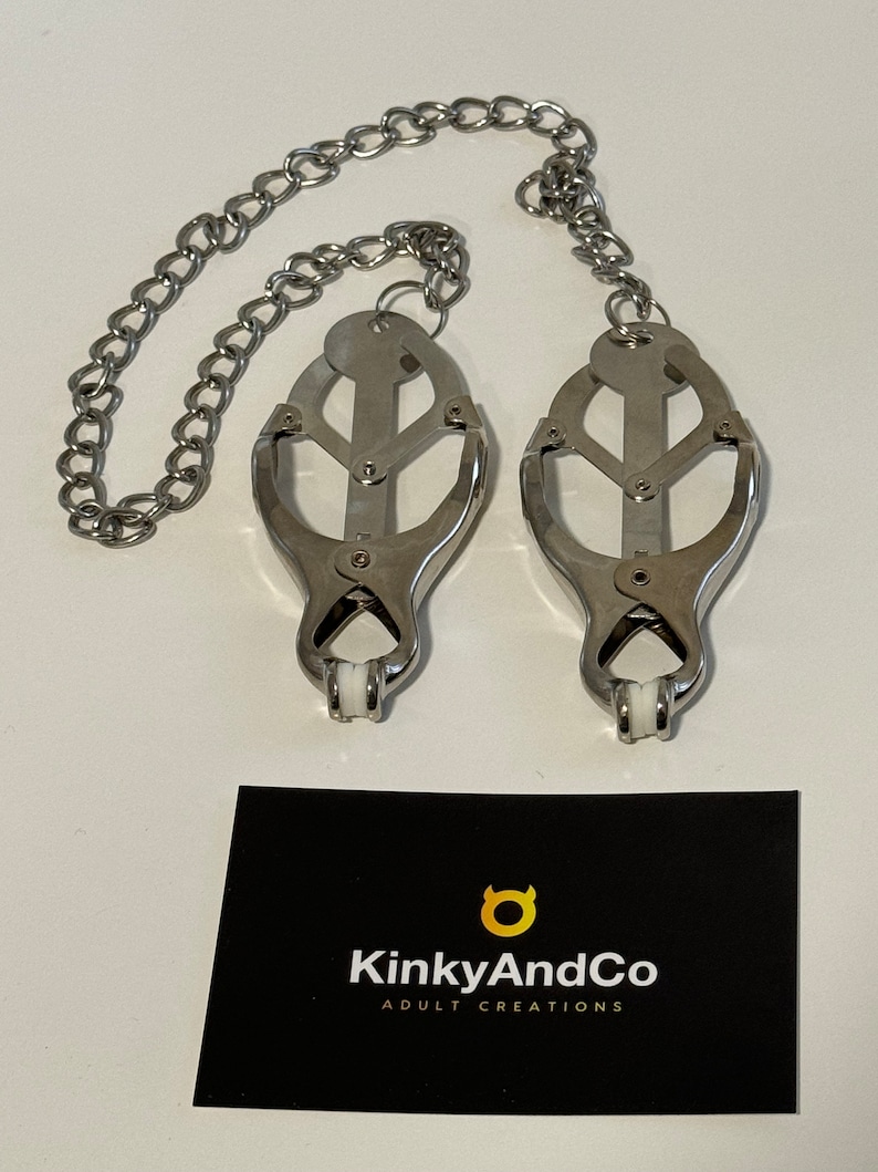Clover Nipple Clamps with chain BDSM Kinky Fetish Sex Toy For Men Women Couples image 1