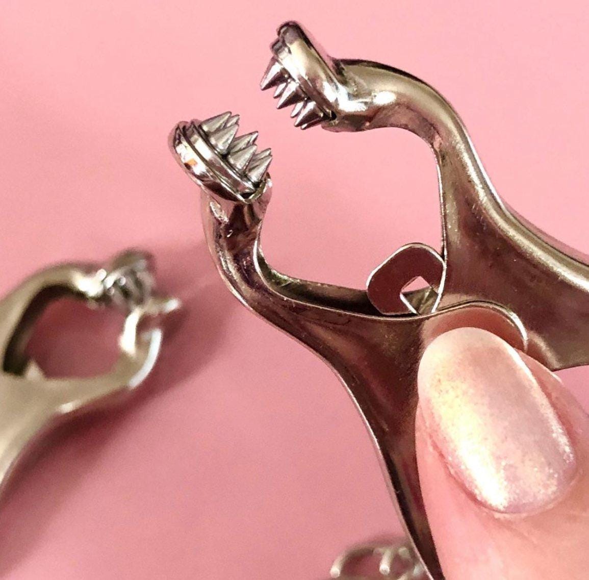 SPIKED clover clamps  *Bdsm pain fetish torture mistress master bondage pain sado* sex toy adult only