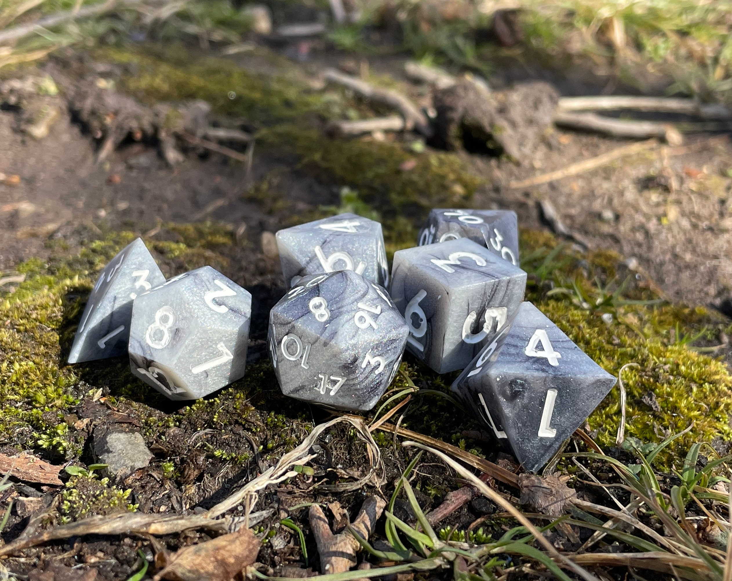 Polyhedral Dice Set Polished Marble Etsy