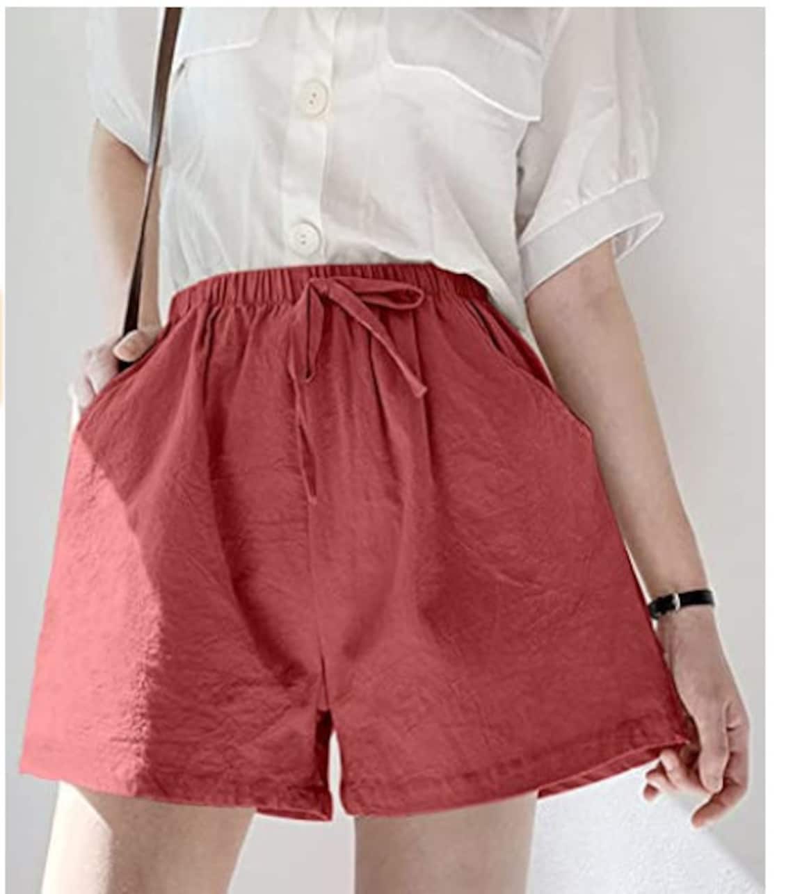 Linen Cotton Women Summer Shorts Casual Beach Short Pants with | Etsy