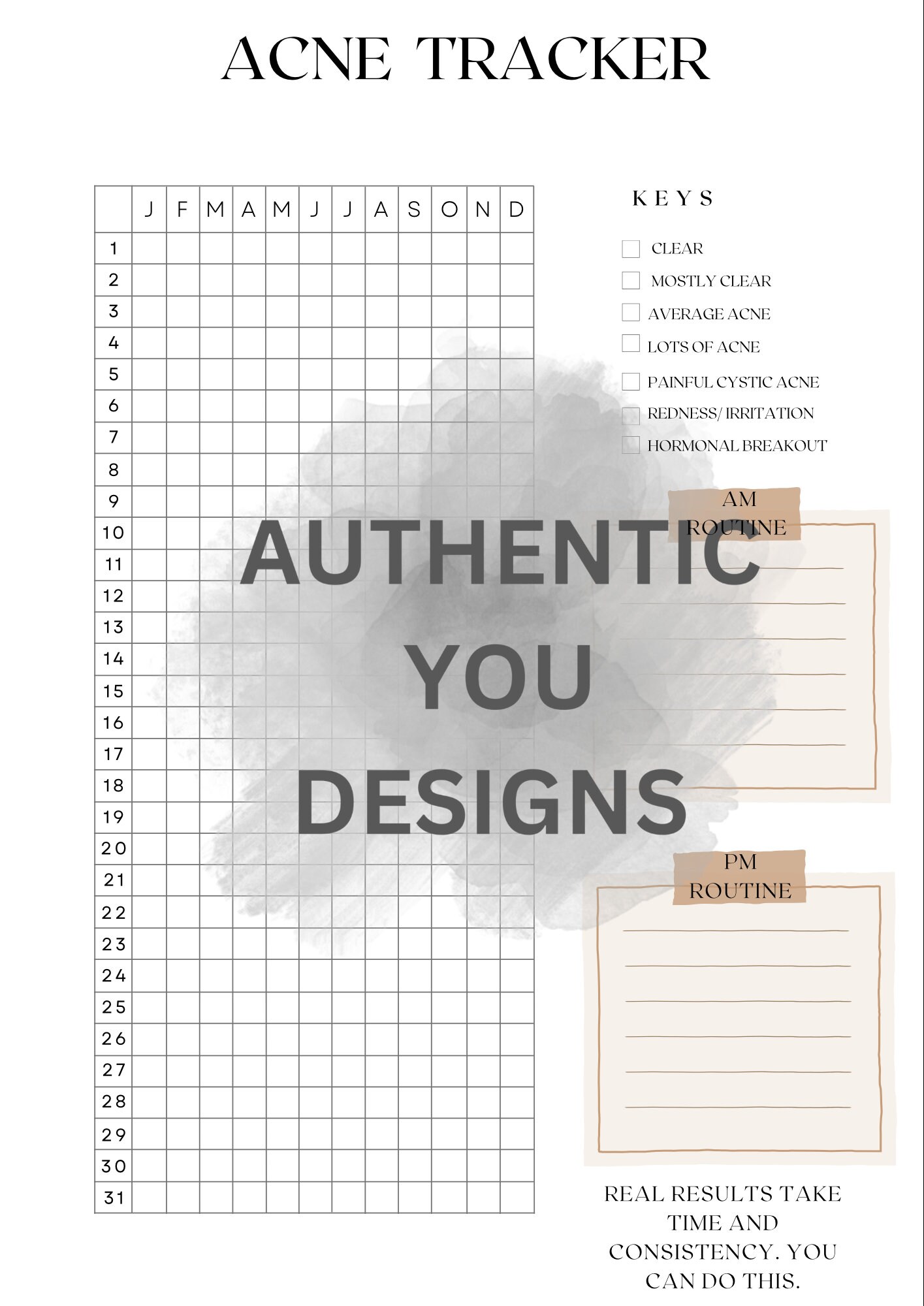 365 Day Acne Tracker Digital Journal Habit Tracker - Etsy