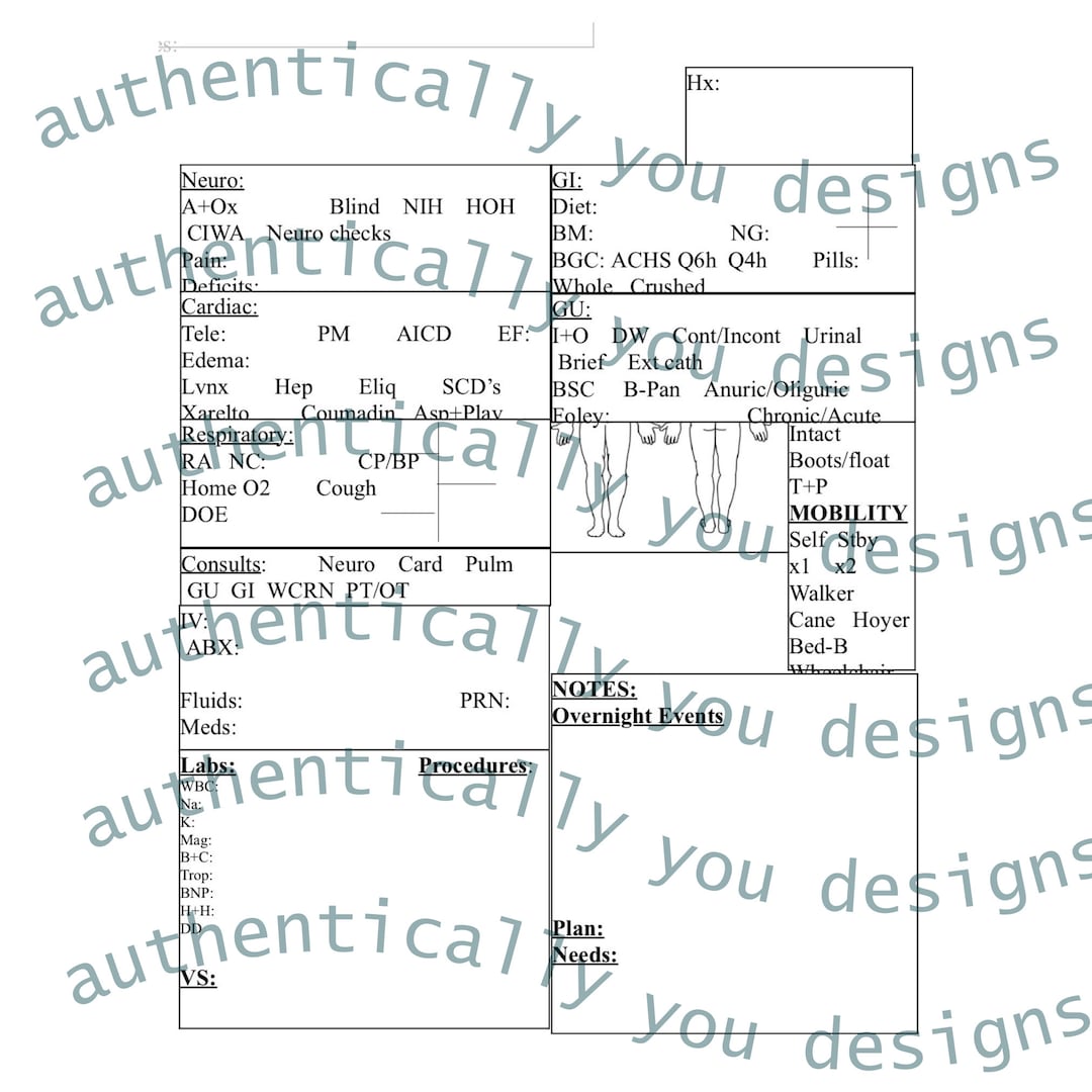 Nurse Documentation Chart Etsy