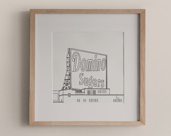 Domino Sugar Baltimore Landmark Line Wall Art, 8x8 Print