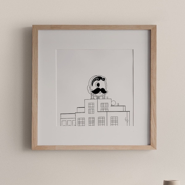 Natty Boh Baltimore Landmark Line Wall Art, 8x8 Print