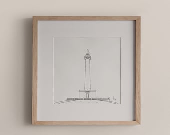 Washington Monument Baltimore Landmark Line Wall Art, 8x8 Print