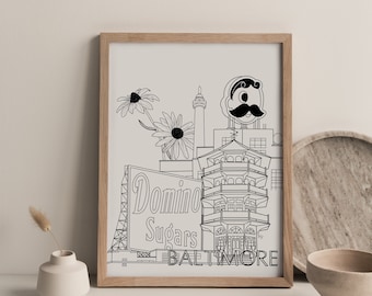 Baltimore Maryland Collage Poster, 11 x 14, Print only