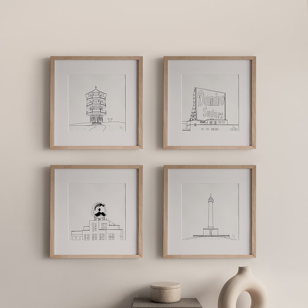 Baltimore Landmarks Line Wall Art Physical Prints, 8x8