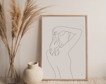 Modern Woman Back Line Wall Art, Print only, 8x10