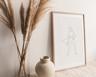 Fearless Super Girl Line Wall Art, Print only, 8x10