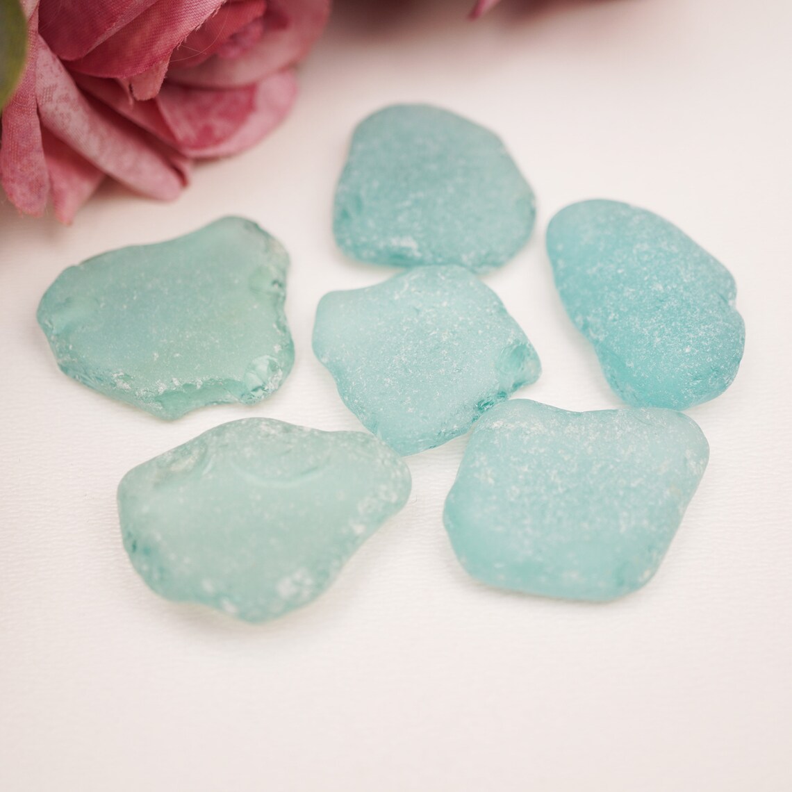 Aqua light blue sea glass 6ps medium Aqua marine genuine sea Etsy