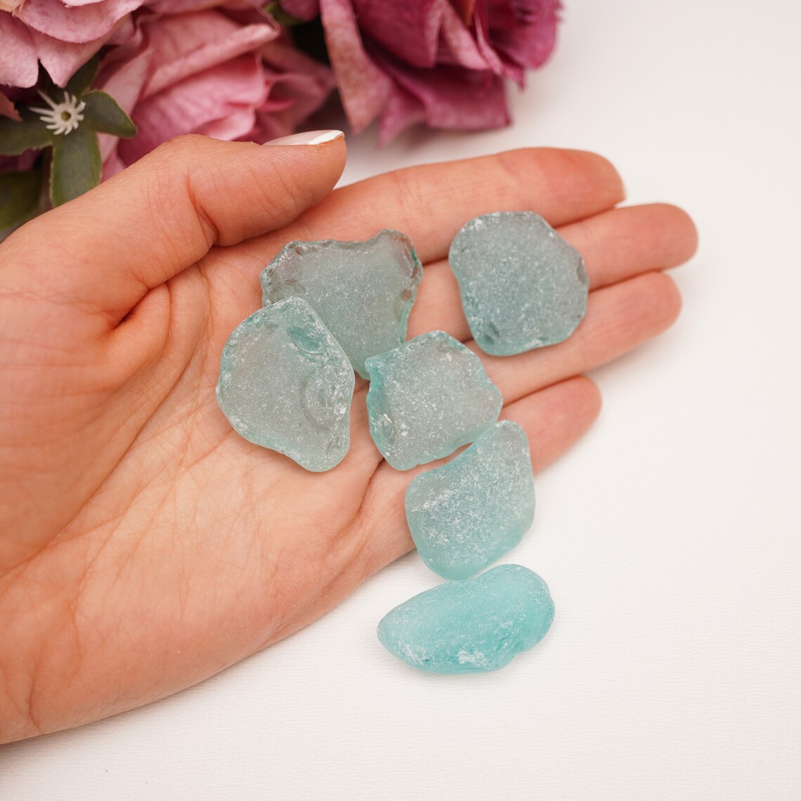 Aqua light blue sea glass 6ps medium Aqua marine genuine sea Etsy