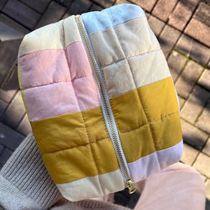 Puffy Patchwork Pouch - made from naturally dyed and upcycled cotton bedsheets