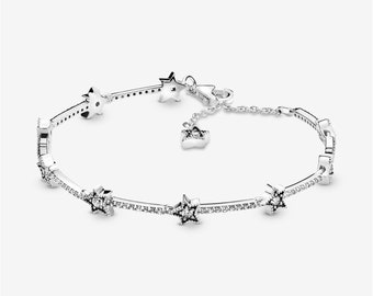 Pandora Himmlische Sterne Armband,S925 Sterling Silber Charm-Armband, Geschenk für Sie