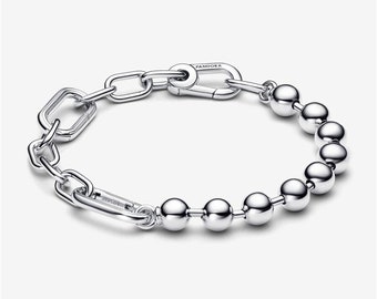 Bracelet Pandora ME Perles en métal et chaîne à maillons, Bracelet à breloques en argent sterling S925, Cadeau pour elle