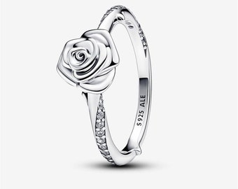 Pandora Blooming Rose Ring, S925 Sterling Silver Wedding Ring,Gift for Her