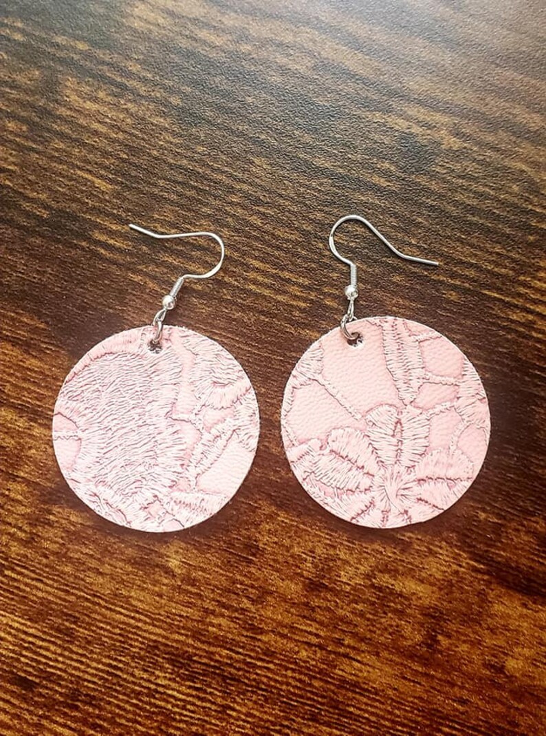 Embossed Faux Leather Circle Earrings