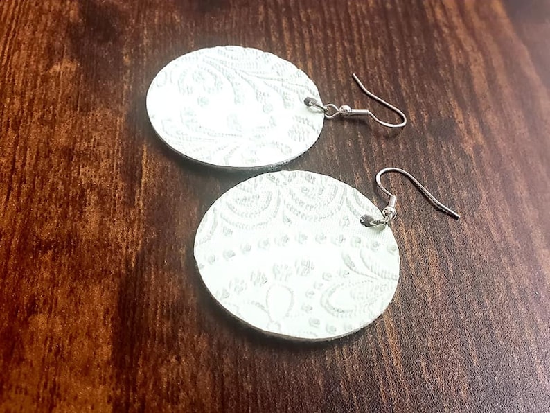 Embossed Faux Leather Circle Earrings