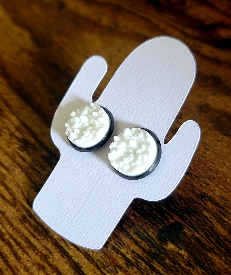 White Druzy Studs