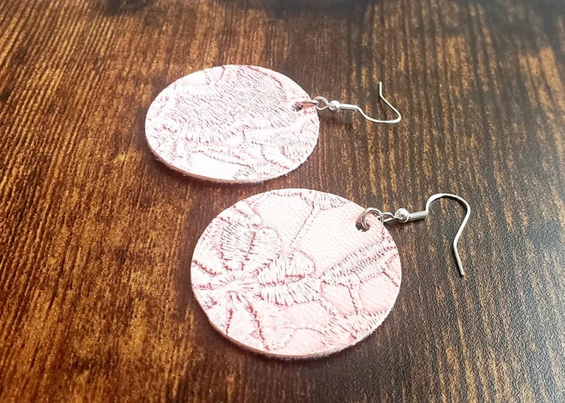 Embossed Faux Leather Circle Earrings