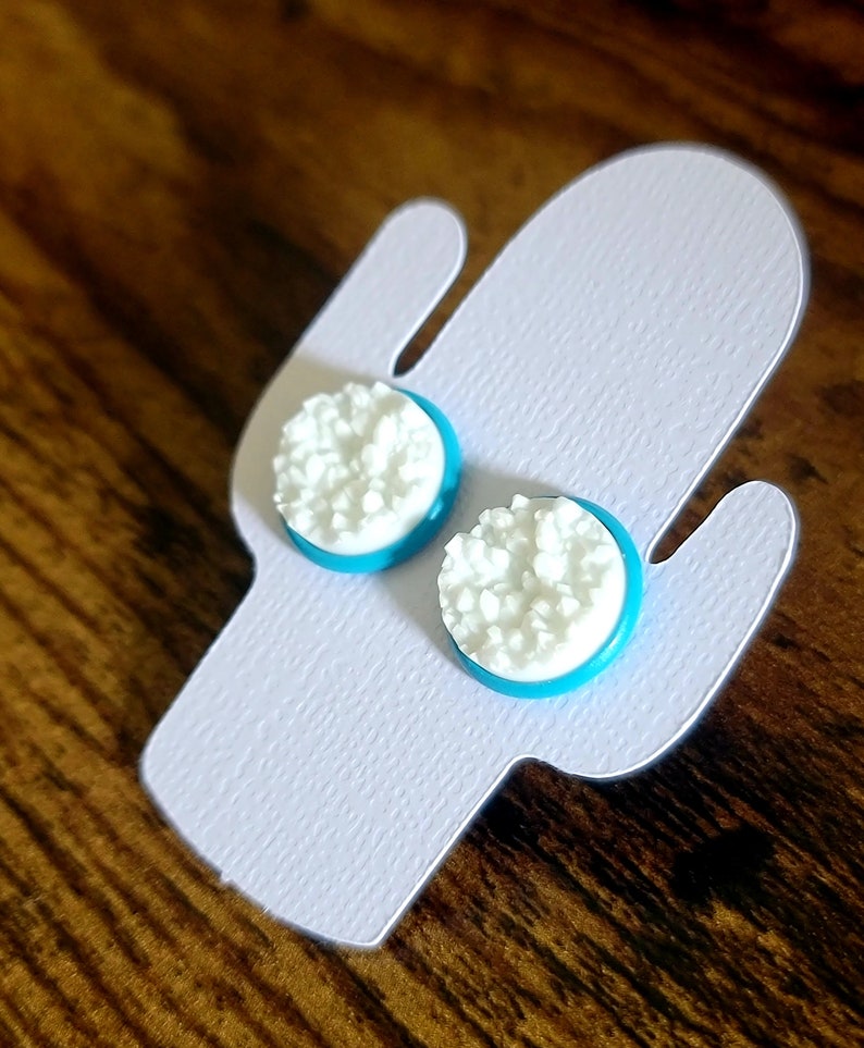 White Druzy Studs