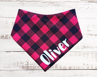 Dog Bandana, Pet Bandana Personalized, Dog Bandana With Snaps, Dog Bandana Boy, Gifts for Dogs, New Pet Gift, Dog Bandana Red