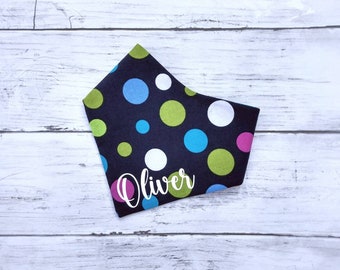 Dog Bandana, Custom Pet Bandana, Polka Dot Bandana, Dog Bandana Snap On, Dog Bandana with Name, Gifts for Dogs, New Pet Gift