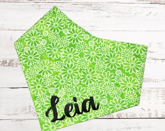 Custom Dog Bandana: Personalized Green Floral Pet Bandana