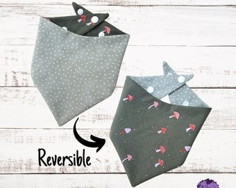 Dog Bandana, Reversible Dog Bandana With Snaps, Mushroom Bandana, Dog Bandana Personalized, Dog Gift, New Pet Gift, Dog Mom Gift