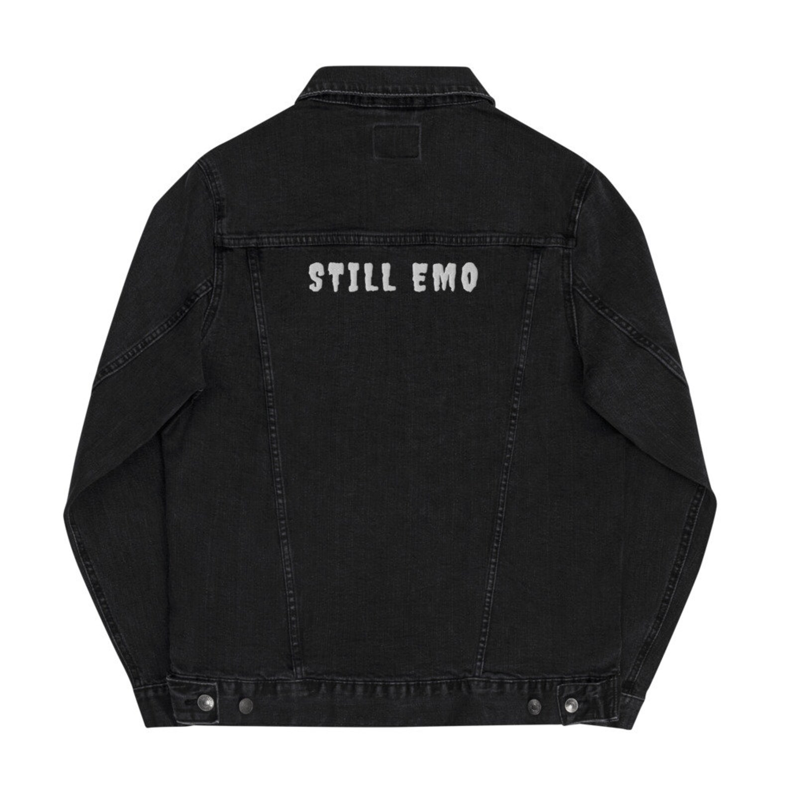 Still Emo Embroidered Denim Jacket Elder Emo Embroidery Etsy