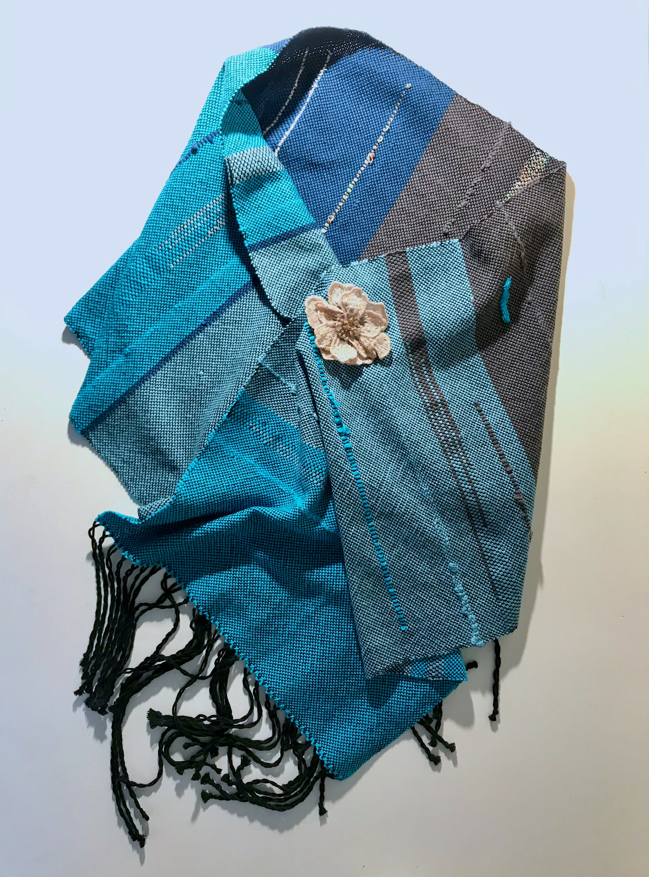 Handwoven SAORI Cotton Wrap with Extra Long Twisted Fringes Etsy