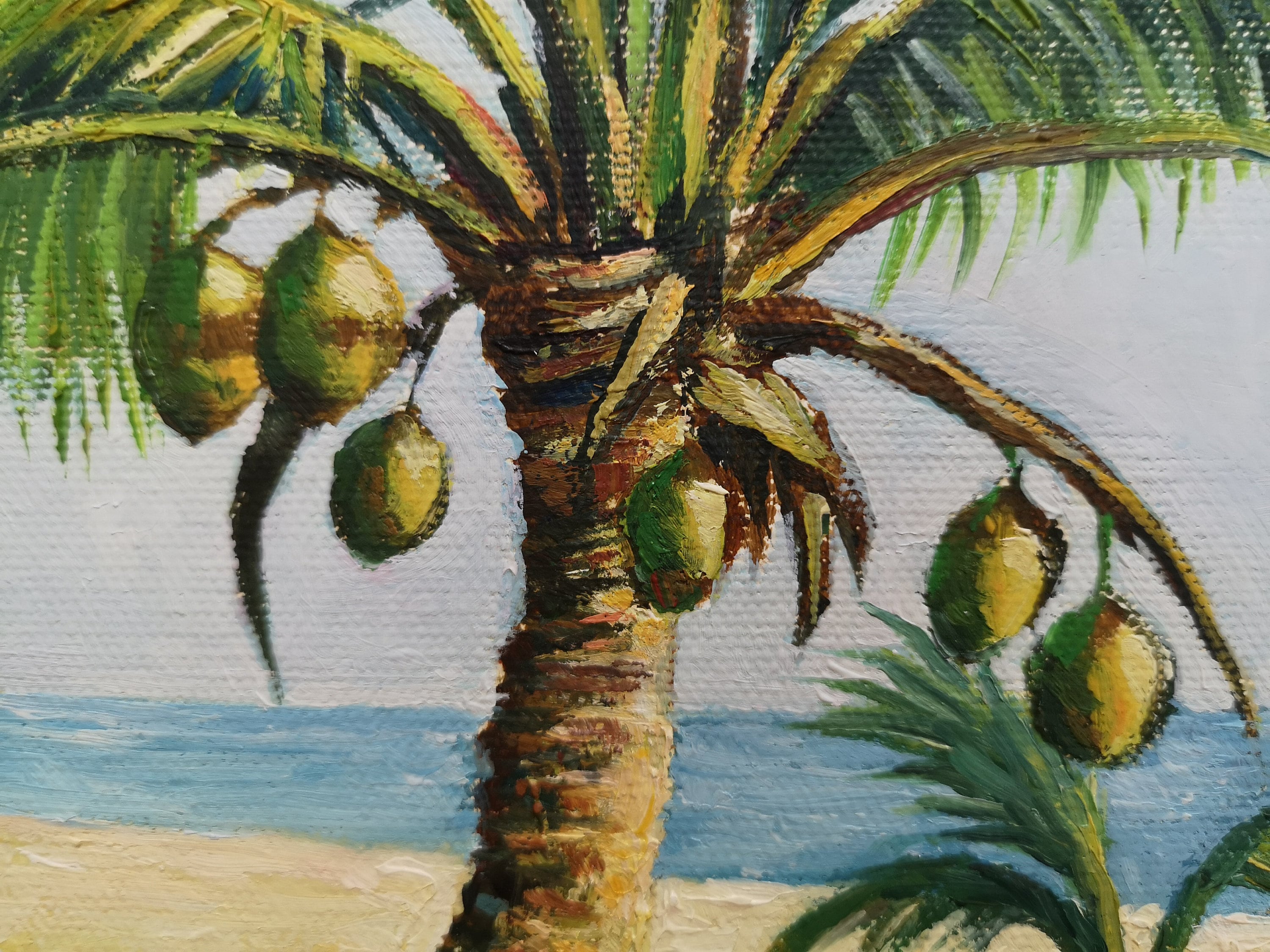 The coconut tree oil painting beach artwork Unframed Etsy