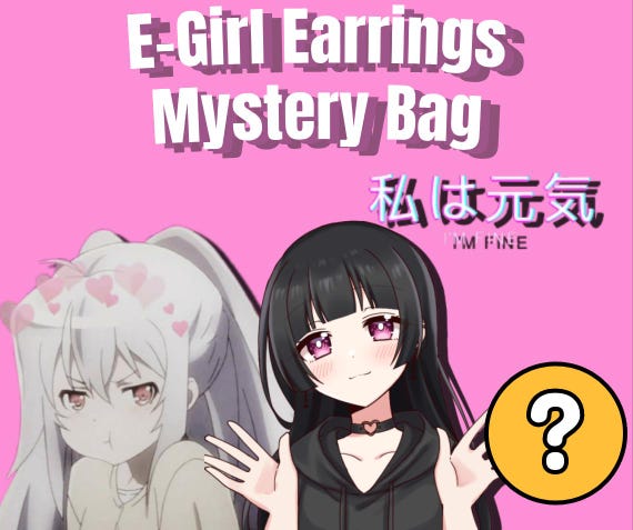 E-Girl Anime Earrings Mystery Bag: Mall Goth Y2K, Handmade Shrink Plastic