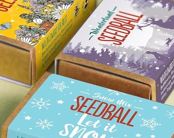 Wildflower Seeds Festive Boxes. Eco Friendly Stocking Fillers, Christmas & Secret Santa Gifts.