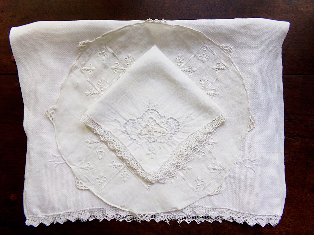 Antique Linen & Doily Bundle, Italian Needle Lace and Cut Work